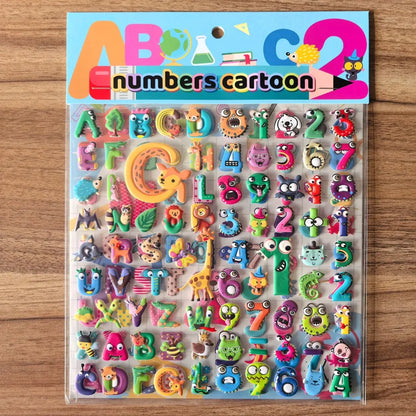 9 Styles Cute Double Layer 3D Foam Stickers | Alphabet Cars Food Cartoon for Notebook Journal Phone Case Decoration