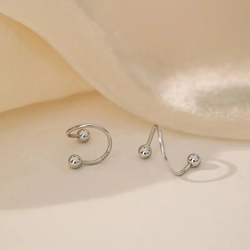 2pcs Stainless Steel Spiral Twisted Stud Earrings | Heart and Star Cartilage Jewelry Set