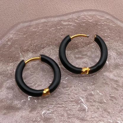 2pcs Candy Color Enamel Hoop Earrings | Sweet Summer Stainless Steel Jewelry