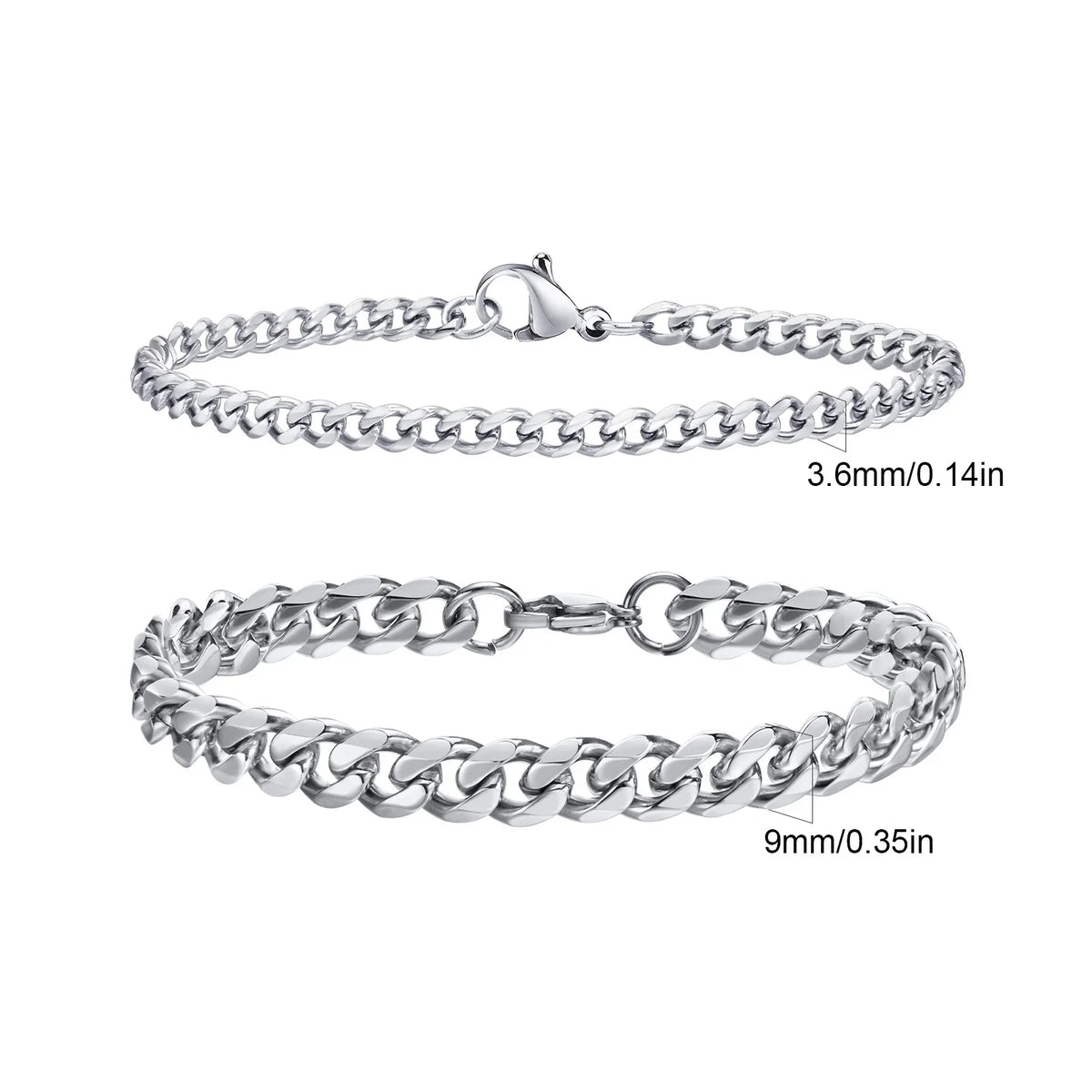 Men's Stainless Steel Chain Bracelets Set | 2pcs Silver Gold Black Twist Rope & Cuban Link