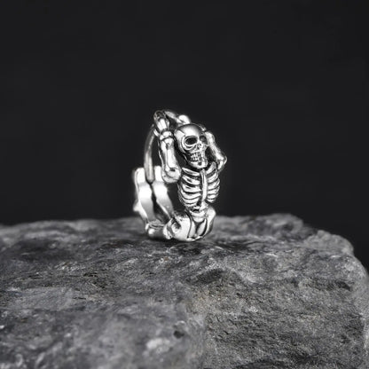 Punk Skeleton Hoop Earrings for Men | Never Fade Metal Huggies