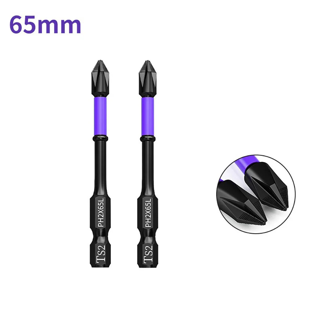 2pcs Non-slip PH2 Magnetic Cross Screwdriver Bits Set | Alloy Steel Hand Tool