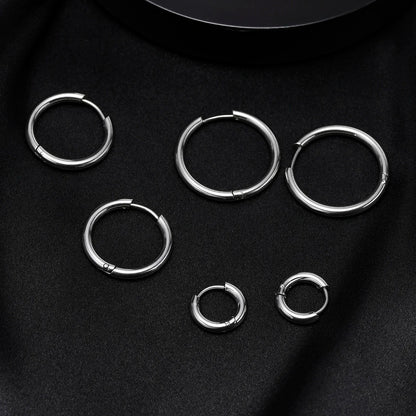 Classic Stainless Steel Hoop Earring for Men Boys | Anti Allergy Metal Huggies Earring
