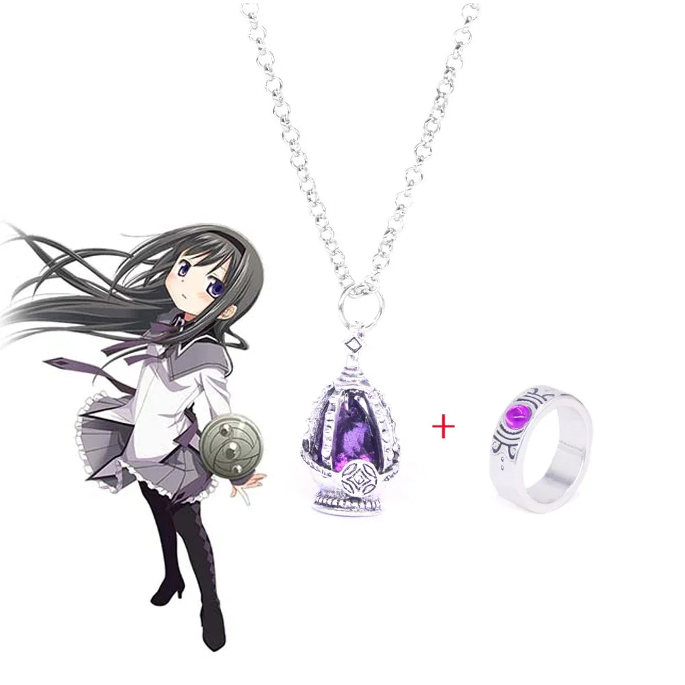 Madoka Magica Soul Gem Necklace Set | Kaname Madoka Mami Pendant Jewelry