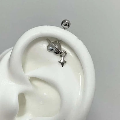 Stainless Steel Heart and Star Stud Earrings | Women's Punk Y2K Jewelry