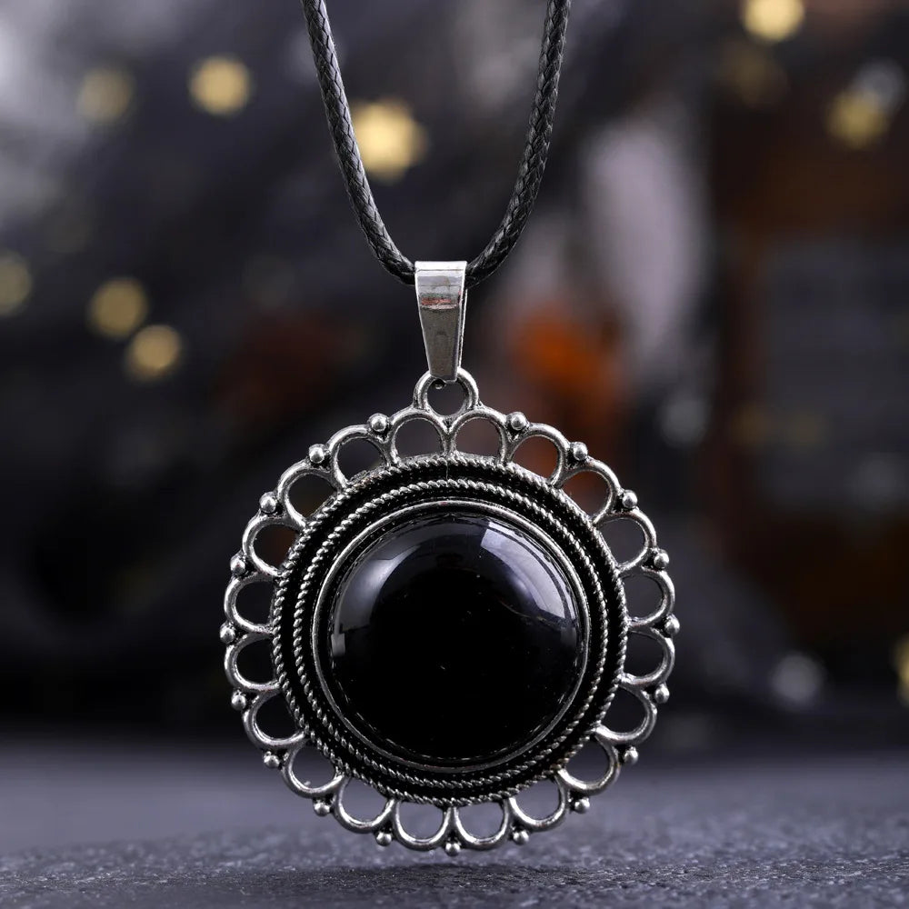 Lace Agate Pendant Necklace | Vintage Handmade Crystal Jewelry