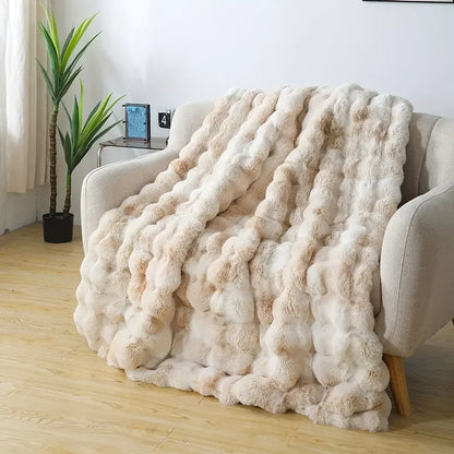 [Cozy|Faux Rabbit] Soft, Warm, 1pc Cozy Faux Rabbit Fleece Blanket | Throw for Bedroom, Guest Room, Living Room, Student Dormito