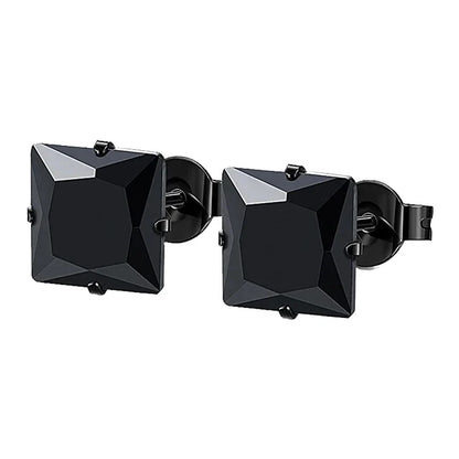 Black Stainless Steel Punk Stud Earrings | Unisex Geometric Drop Earrings