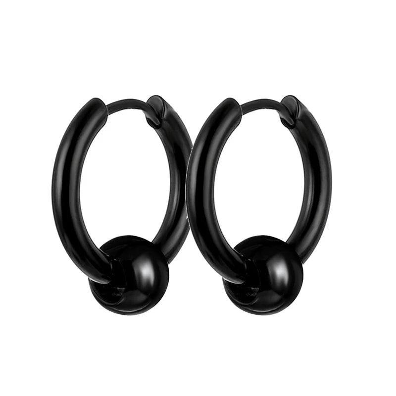 Vintage Punk Stainless Steel Stud Earrings for Men Women | 1 Pair Black Earrings Set