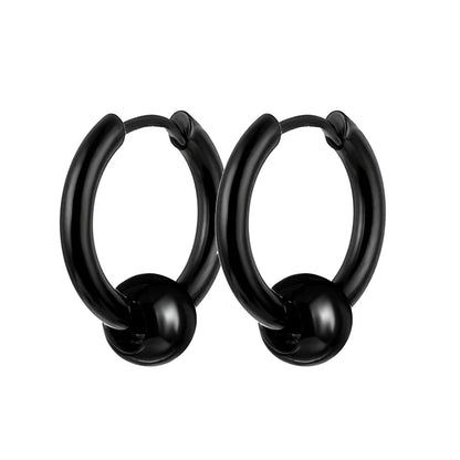 Vintage Punk Stainless Steel Stud Earrings for Men Women | 1 Pair Black Earrings Set