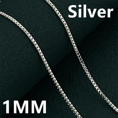 925 Sterling Silver Gold Plated Necklace | 1mm Box Chain Fine Jewelry for Women