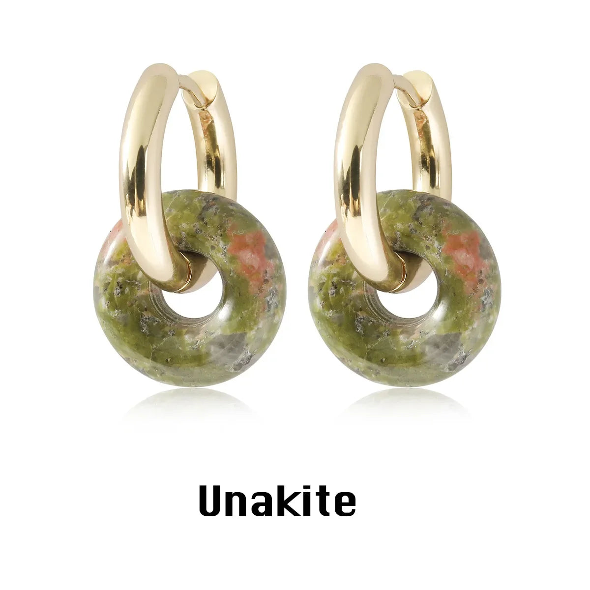 Natural Stone Double Hoop Earrings | Crystal Circle Dangle Drops for Women