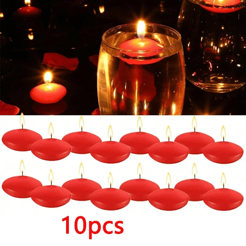 6/10/16Pcs Unscented Discs Candles Floating For Valentine's Day Party Wedding Home Bathtub Decor Romantic Confession Candlelight