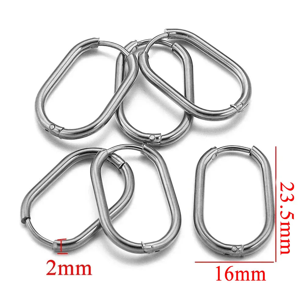 Gold Plated Rectangular Hoop Earrings | 6pcs Stainless Steel Jewelry Findings for DIY