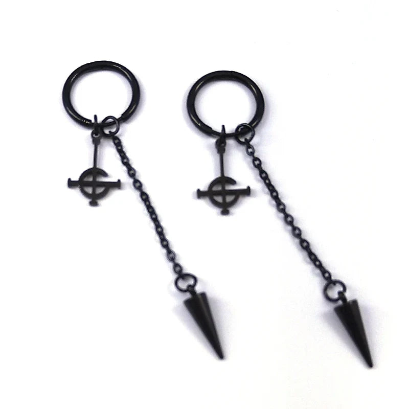 Goth Ghost BC Nameless Dangle Earrings | Stainless Steel Ghoul Band Jewelry
