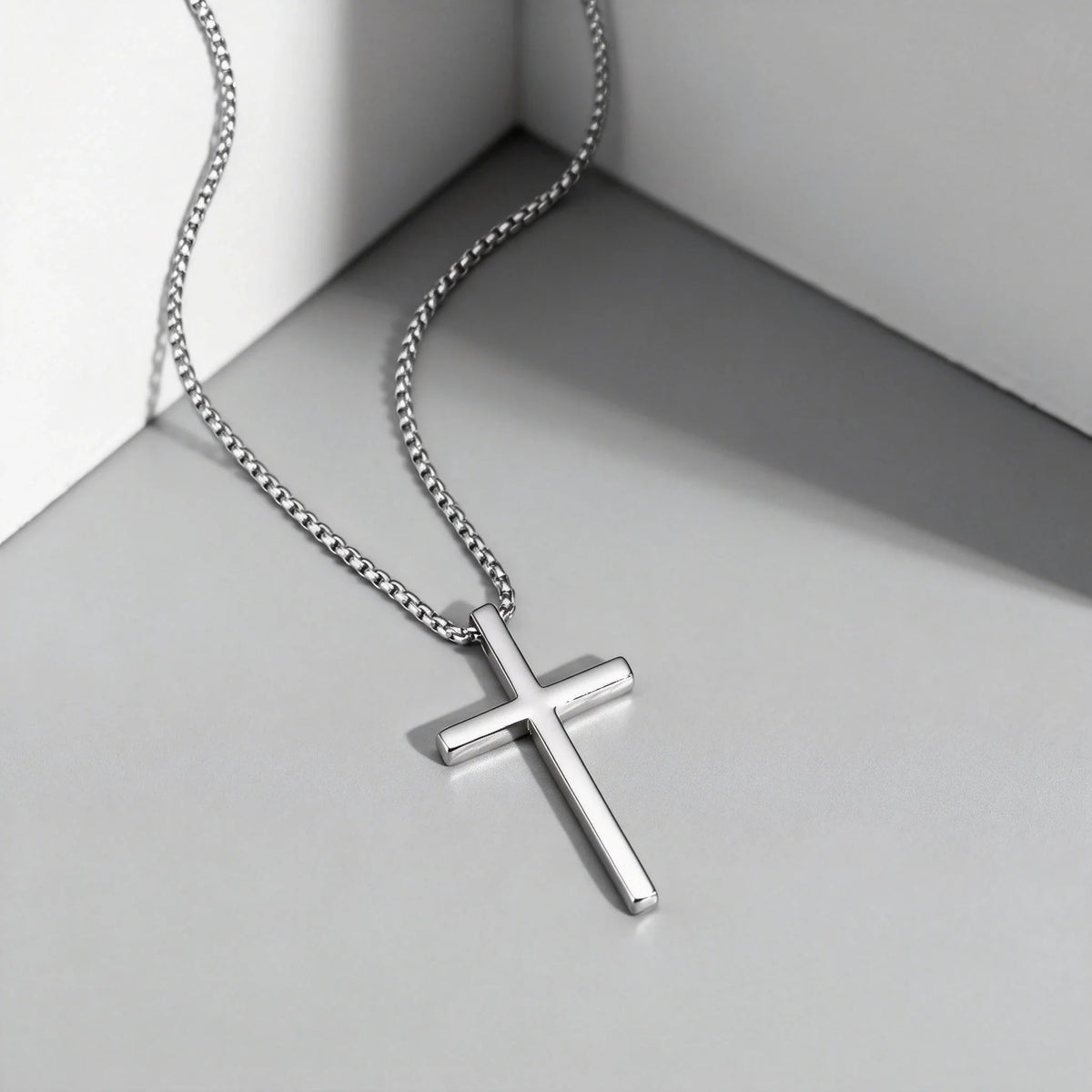 Fashionable Cross Pendant Necklace | Unisex Stainless Steel Box Chain