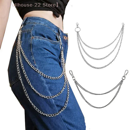 MAX-22 Punk Hip-Hop Metal Belt Chain | 2/3 Layer Long Waist Chain for Jeans
