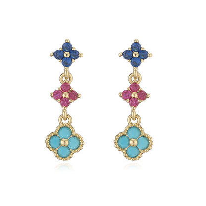 Sparkling Zirconia Floral Tassel Stud Earrings | French Banquet Style Jewelry