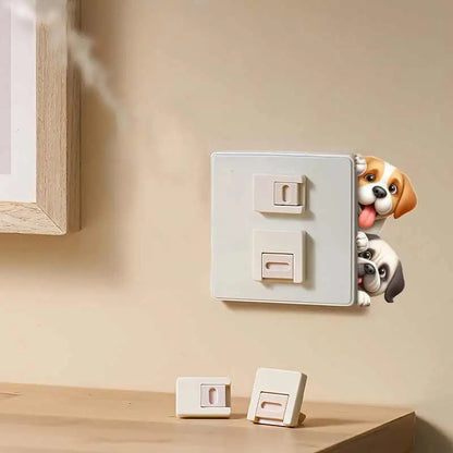 Dog Peeking Around The Corner Light Switch Wall Sticker | Cartoon Animal Decals for DIY Home Decor
