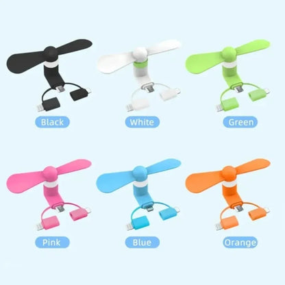 USB Phone Cooler | 3 in 1 Mini Fan for iPhone and Samsung