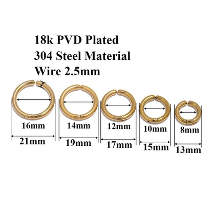 6 Pairs Stainless Steel Clip On Earrings for Women Men | Non Piercing Round Hoop Ear Cuffs