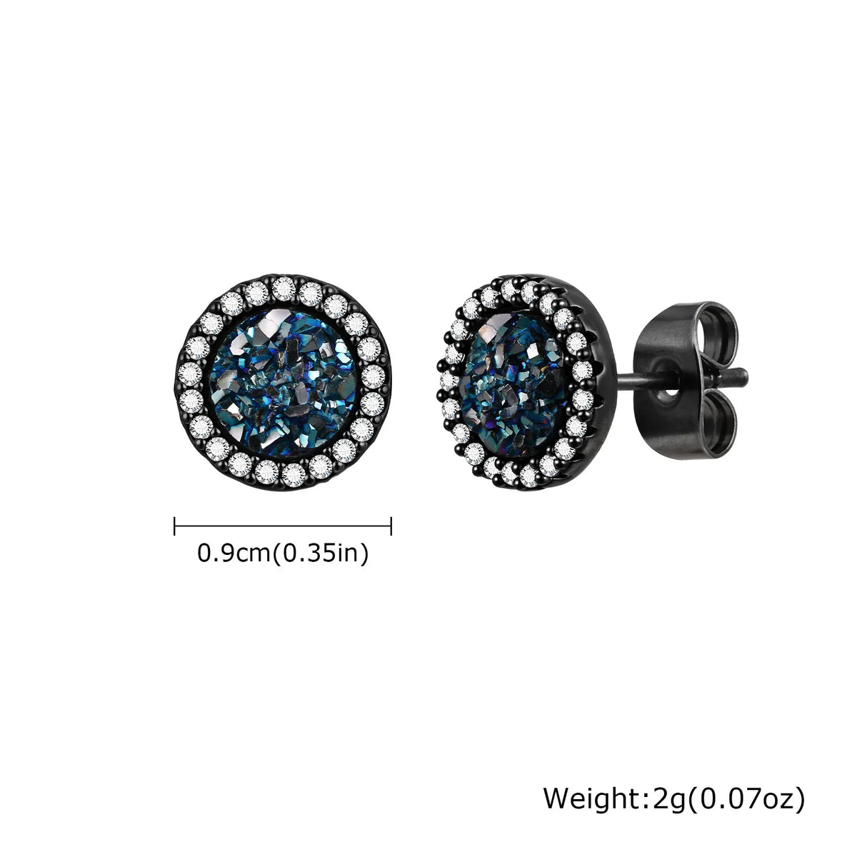 Shattered Zircon Stud Earrings for Men Boys | Hypoallergenic Round Minimalist Jewelry Gift