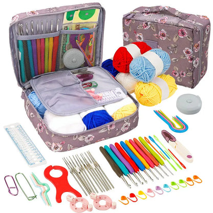 Crochet Kit Beginners Crochet Hook Set with Crochet Yarn,Portable Crochet Set Crochet Hooks Travel Knitting Crochet Supplies