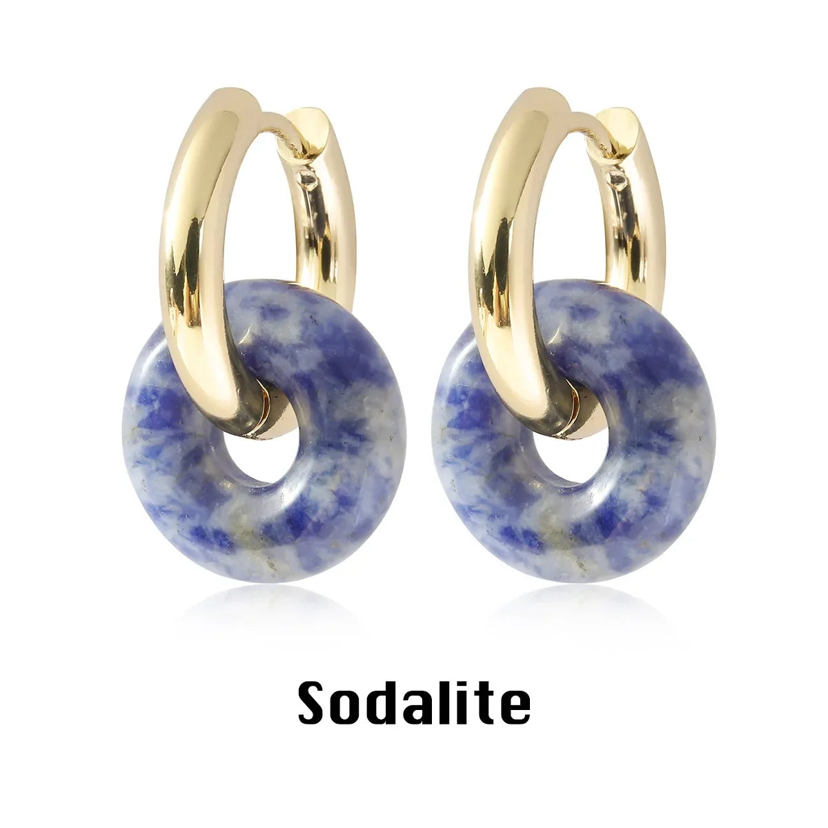 Natural Stone Double Hoop Earrings | Crystal Circle Dangle Drops for Women