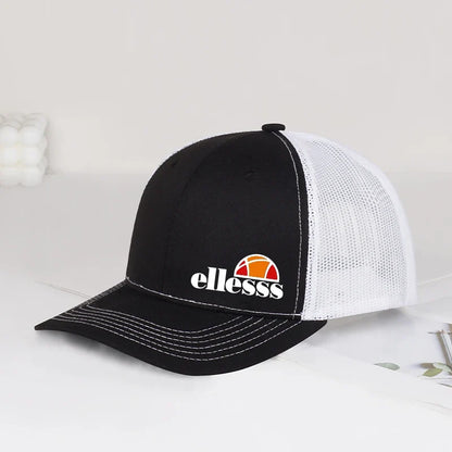 Breathable Mesh Trucker Hat with Ellessss Print | Adjustable Snapback for Outdoor Sun Protection