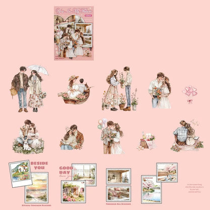 15 Pcs PET Character Sticker Set for Journaling | Die-Cut Scrapbook Decoration Stickers