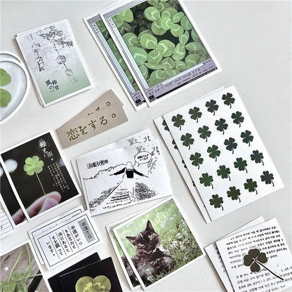 42 Pieces Retro Lucky Four-leaf Clover Stickers | Vintage Scrapbook Decals