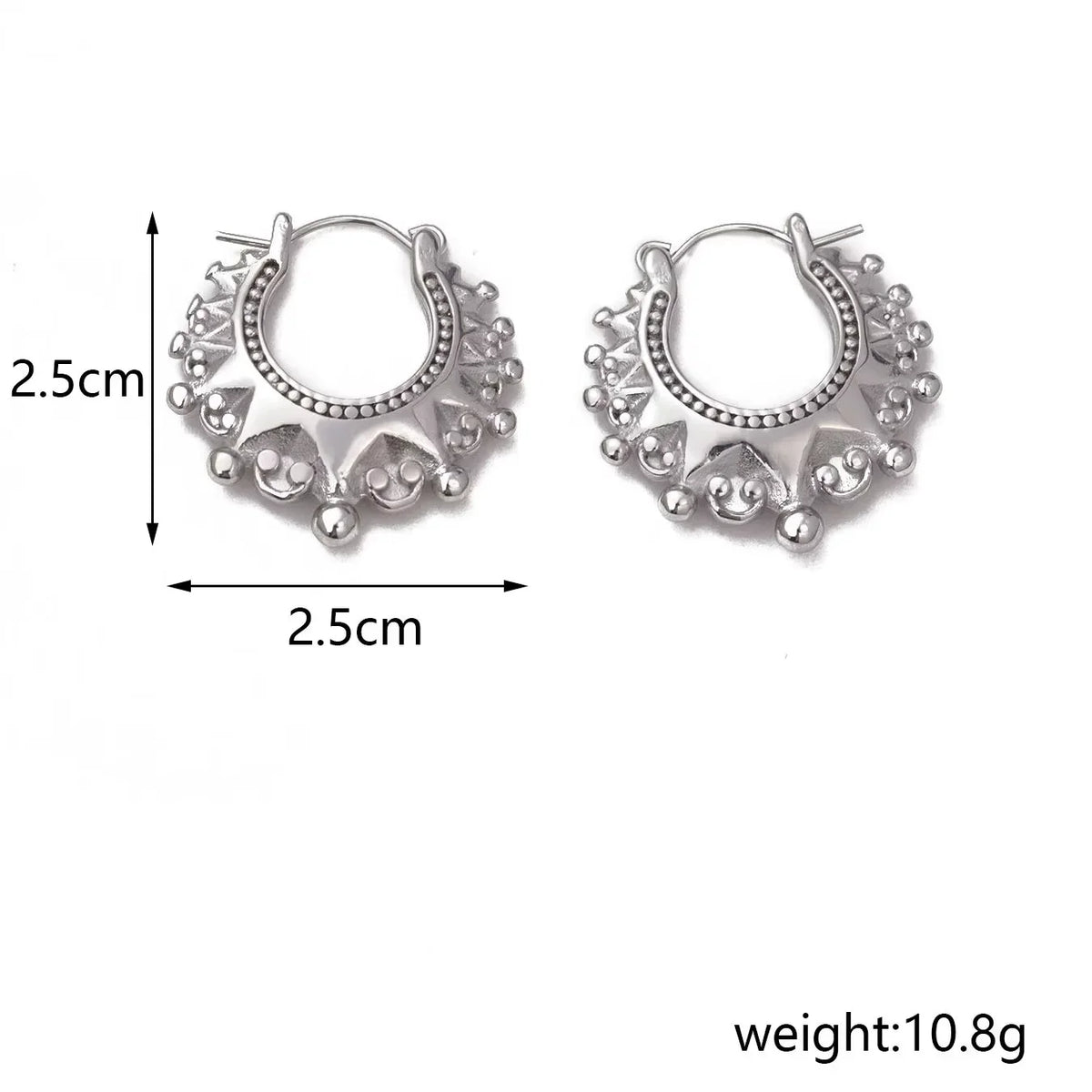 Vintage Stainless Steel Pointed Hoop Earrings | Victorian Bohemian Ear Jewelry