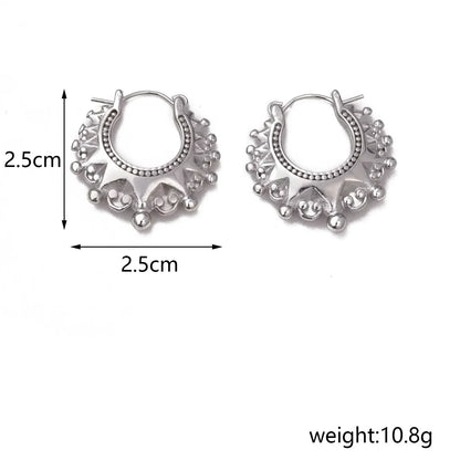 Vintage Stainless Steel Pointed Hoop Earrings | Victorian Bohemian Ear Jewelry