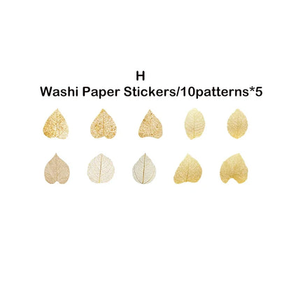 Leaf Washi Paper Stickers | 50-Pack DIY Scrapbooking Decor