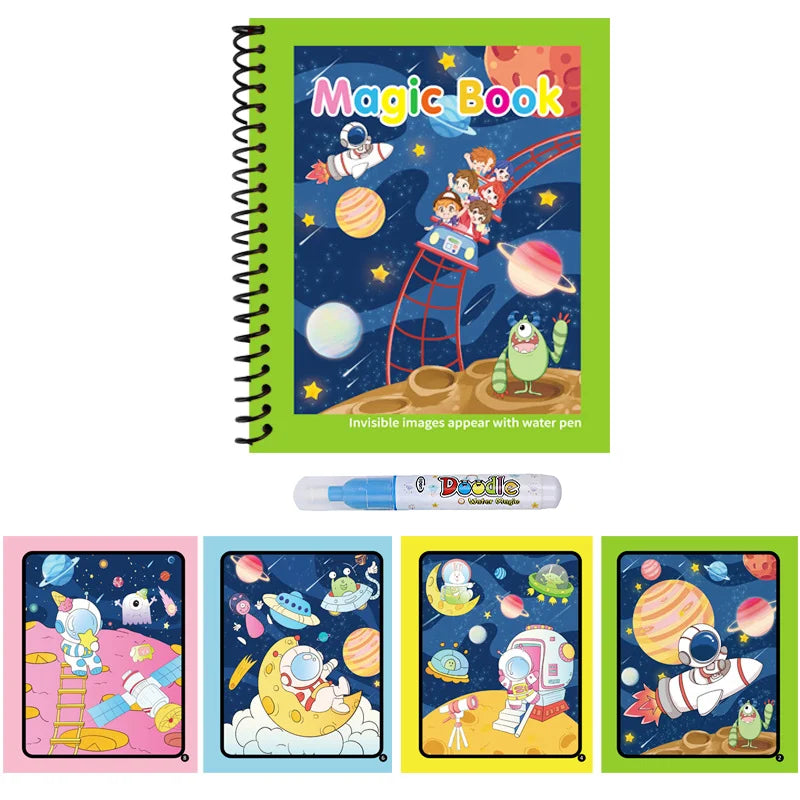 Cartoon Watercolor Painting Magic Book | Mess-Free Reusable Water Drawing Pad for Kids