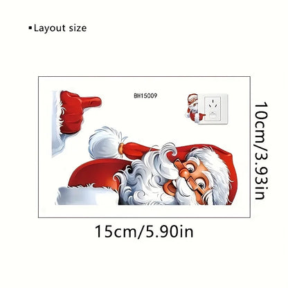 Santa Claus and Snowman Christmas Switch Sticker | Festive Self-Adhesive Wall Decal