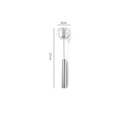 Household Semi-Automatic Rotating Egg Beater | Stainless Steel Manual Whisk