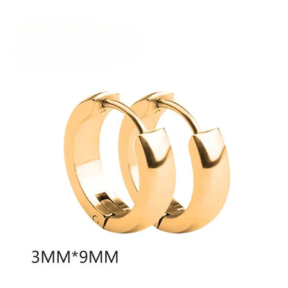 Unisex Punk Black Stainless Steel Hoop Earrings | Gothic Fake Earring Set