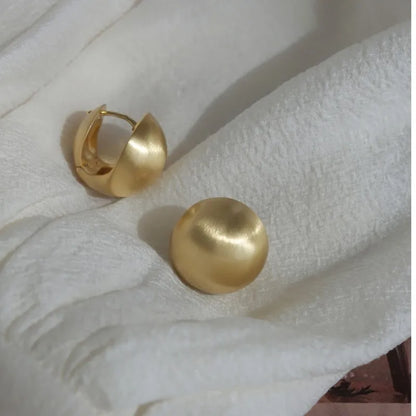 Frosted Gold-Plated Brushed Spherical Hoop Earrings | Retro Creative Women's Accessories