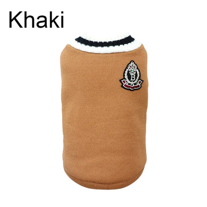 Small Dog Winter Sweater - V-Neck College Style Knitwear