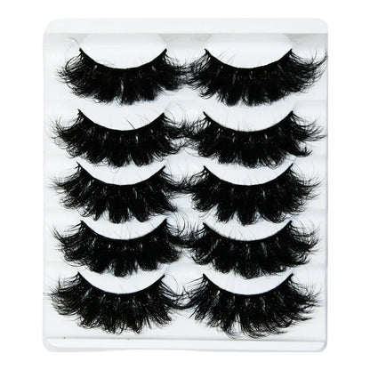 Thick Dramatic Faux Mink Eyelashes | 5 Pairs of Fluffy 3D Lashes for Dramatic Volume