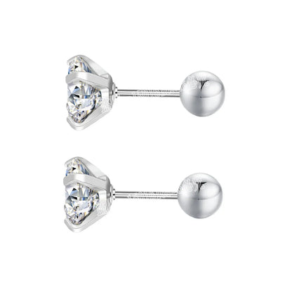 Stainless Steel Titanium Tragus Stud Earrings | 4 Prong Zircon Crystal Cartilage Jewelry