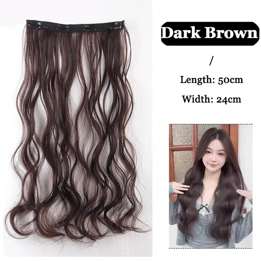 Synthetic Long Straight Clip In Hair Extension | 4 Clips Hidden Hair Piece Wig