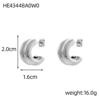 CARLIDANA Connected Double Ring CC Shape Gold Earrings | Stainless Steel PVD Gold Plated Stud Earrings