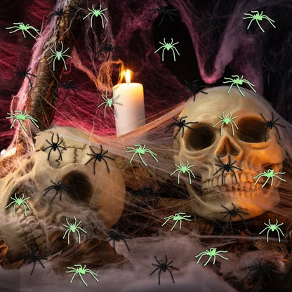 50-100Pcs Halloween Luminous Spiders Scary Trick Spider Indoor & Outdoor Haunted House Decorative Props Halloween Party Supplies