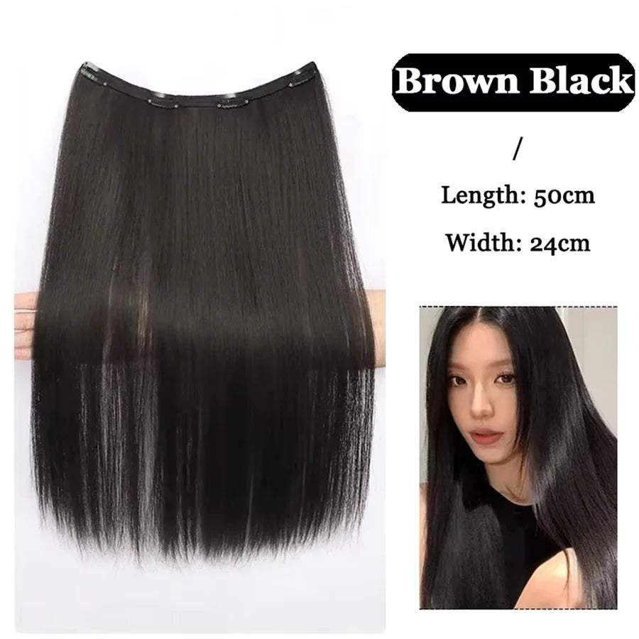 Synthetic Long Straight Clip In Hair Extension | 4 Clips Hidden Hair Piece Wig