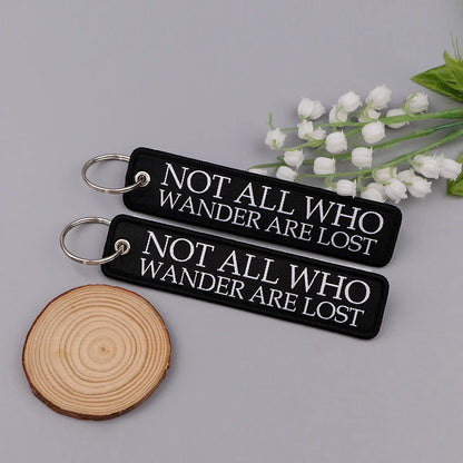 Embroidery Key Fob Keychain | Black Tag for Cars Motorcycles