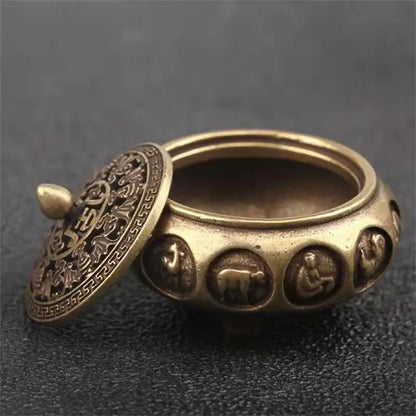 Retro Brass Incense Burner with Zodiac Signs | Home Decor Censer