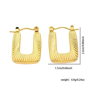 ANENJERY 316L Stainless Steel Hollow Square Texture Drop Earrings | Hypoallergenic Geometric Jewelry for Women