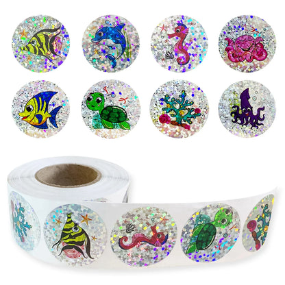 500pcs Rainbow Laser Marine Animal Stickers | DIY Scrapbooking Craft Stickers
